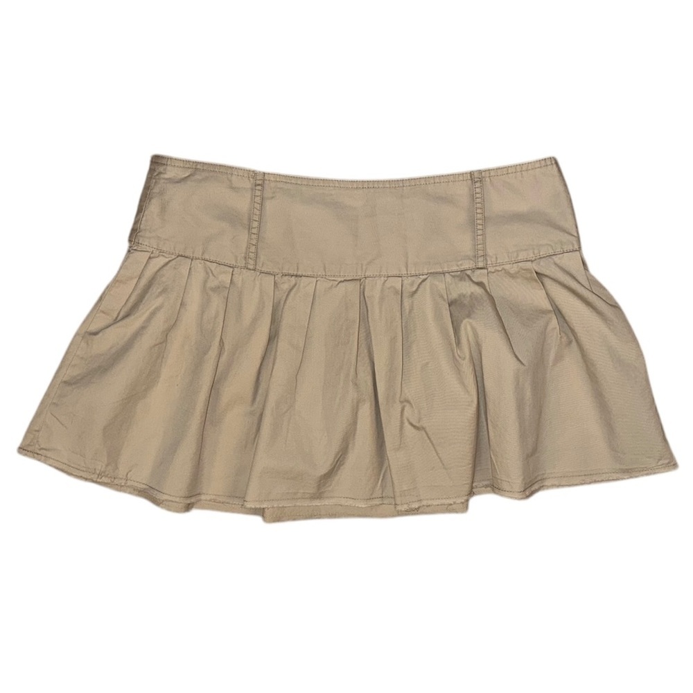 American Eagle AEO ~ Vintage Y2K 100% Cotton Beige Micro Mini Skirt - Size 8 - Picture 2 of 4